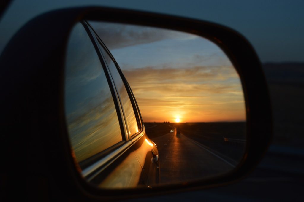 rear view mirror, perspective, past